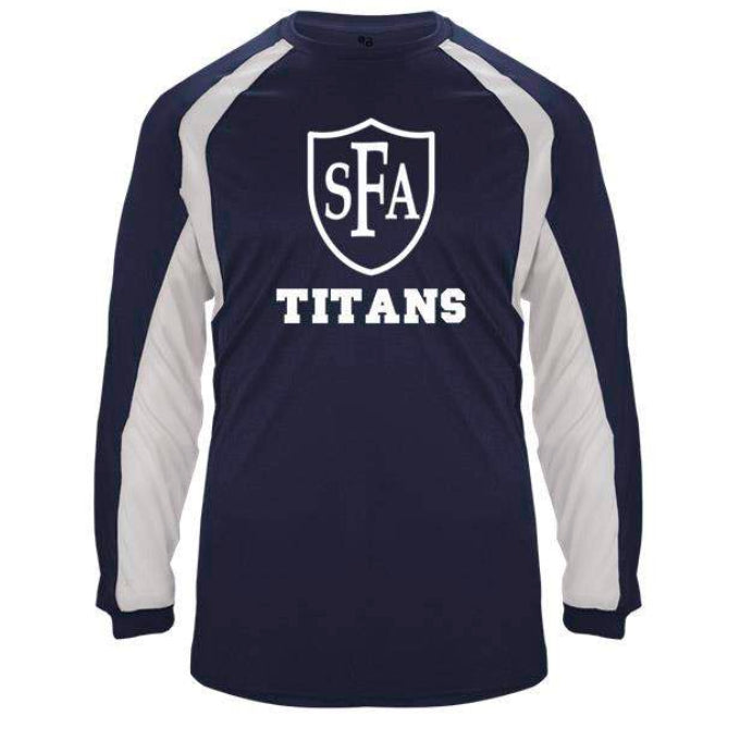 St. Francis of Assisi School Spirit Hook Long Sleeve T-shirt w/ Full Front Titans Logo 