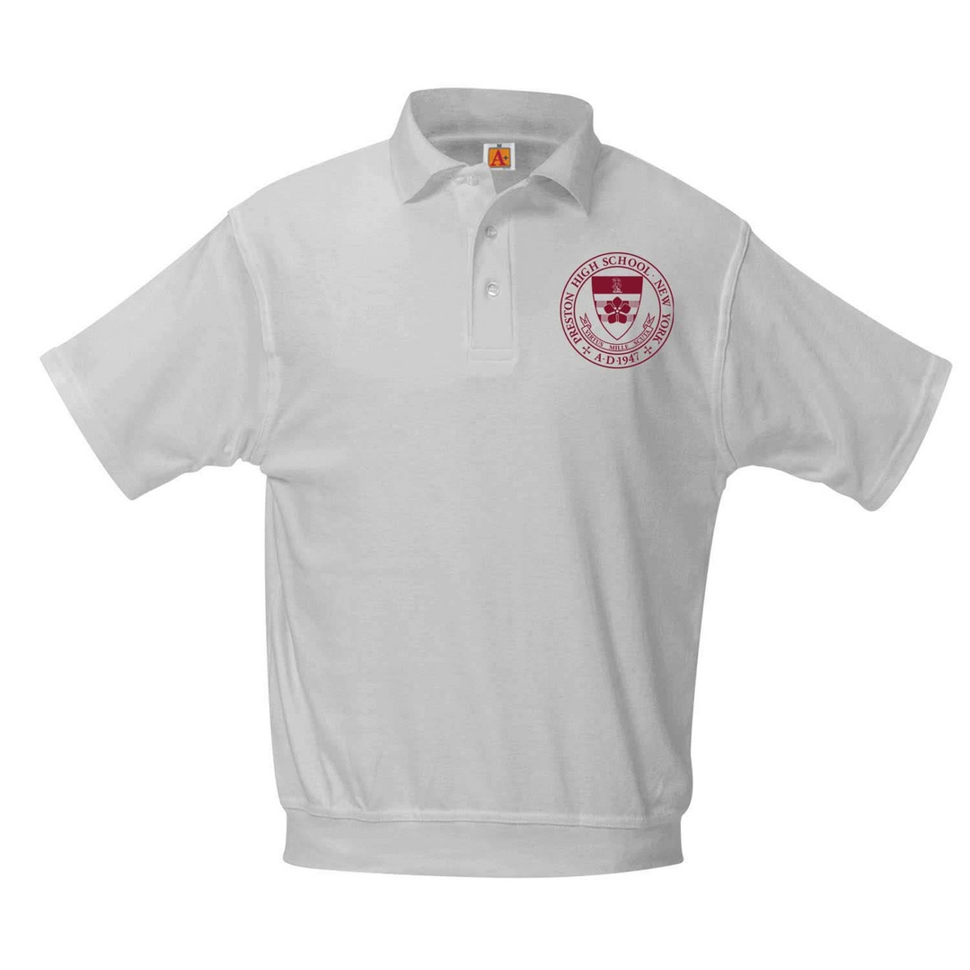 Preston High School Ash Short Sleeve Banded Bottom Polo w/ Logo