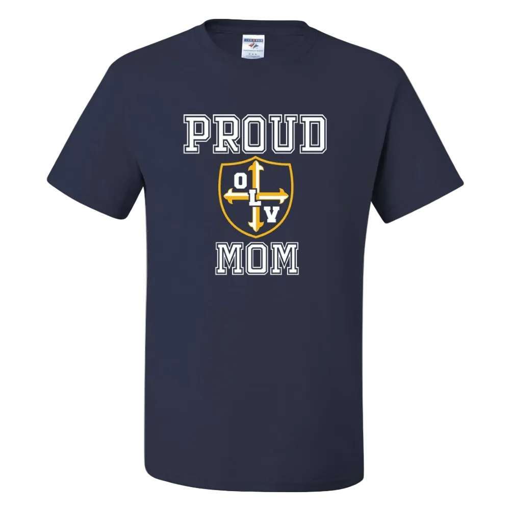 Our Lady of Victory School Spirit Short Sleeve T-Shirt w/ Proud Mom Logo 