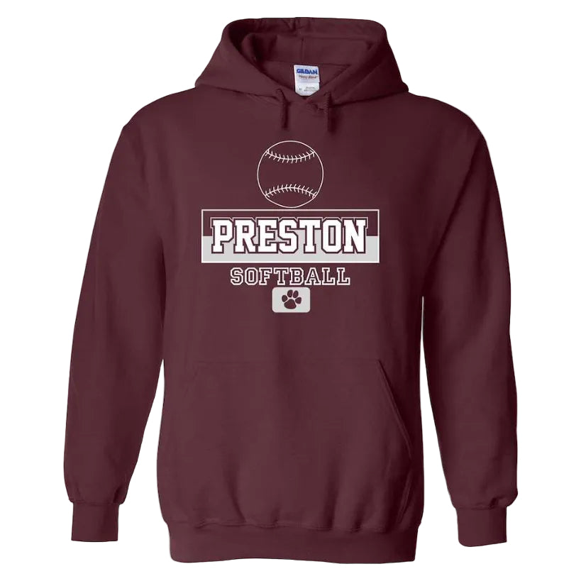 Preston High School Team Pullover Hoodie w/ Softball Logo 
