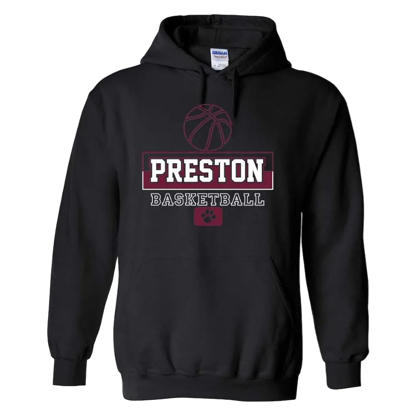 Preston High School Team Pullover Hoodie w/ Basketball Logo 