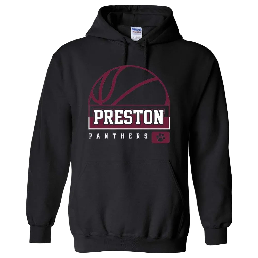 Preston High School Team Pullover Hoodie w/ Basketball Logo 