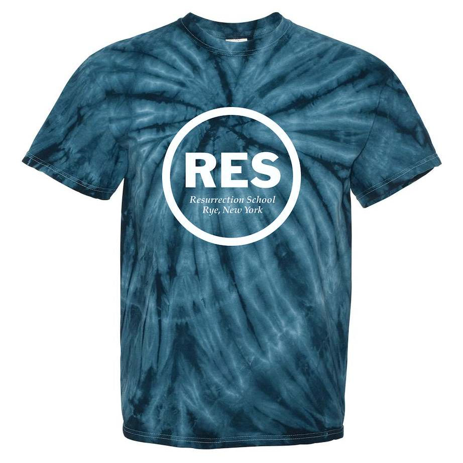 Resurrection School Spirit Tie Dye Short Sleeve T-Shirt w/ White RES Logo 