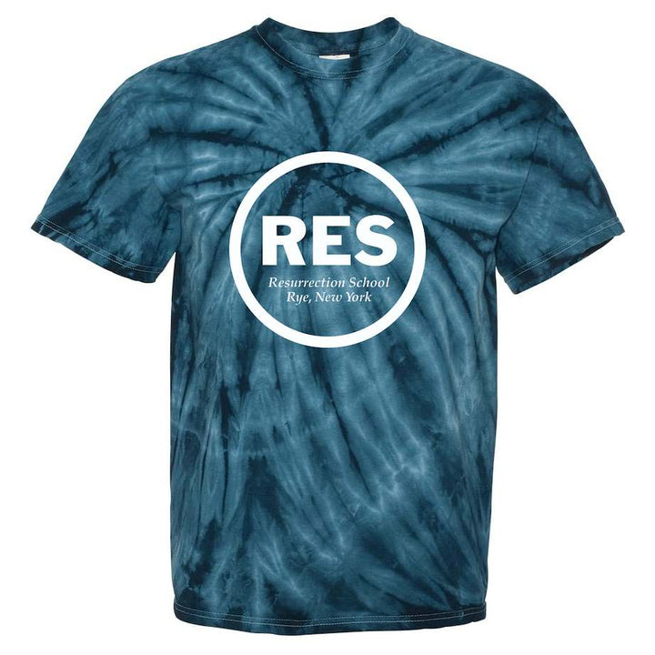 Resurrection School Spirit Tie Dye Short Sleeve T-Shirt w/ White RES Logo 