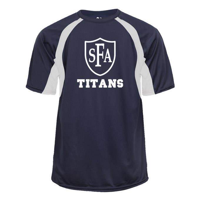 St. Francis of Assisi School Spirit Hook Short Sleeve T-shirt w/ Full Front Titan Logo 