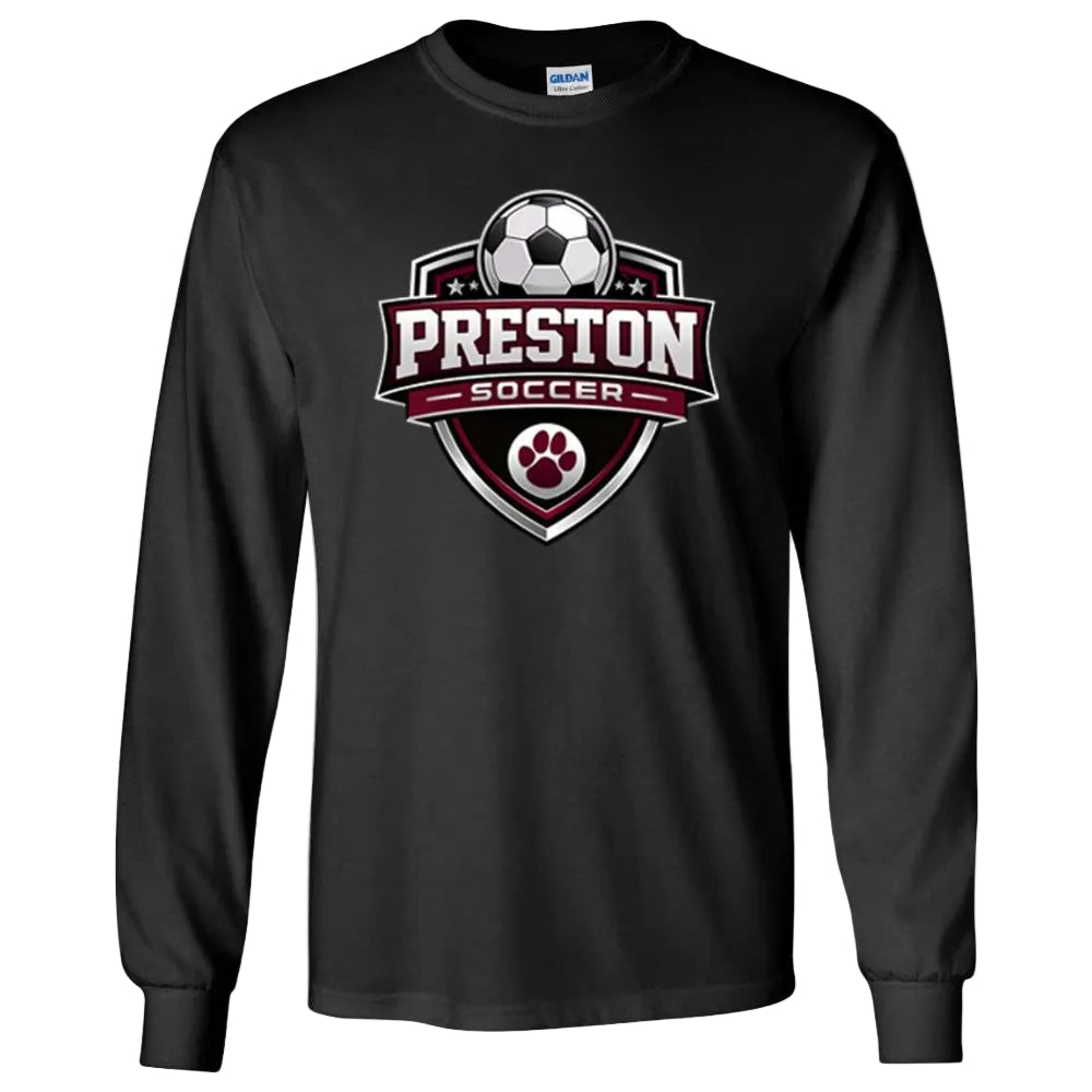 Preston High School Team Long Sleeve T-shirt w/ Soccer Logo 