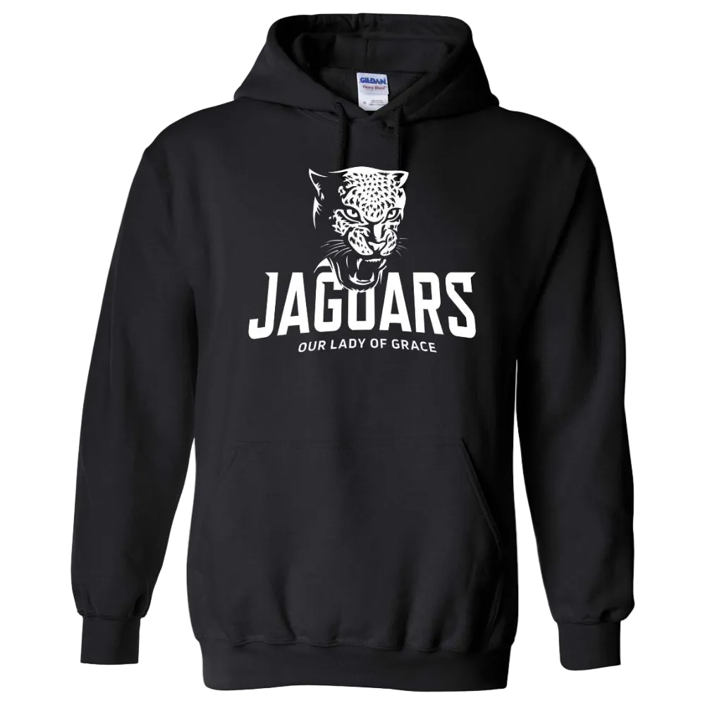 Our Lady of Grace School Spirit Pullover Hoodie w/ White Jaguar Logo 