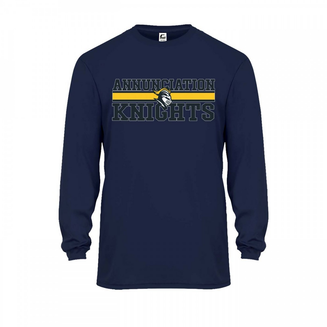 Annunciation School Spirit Performance Long Sleeve T-shirt w/ Knights Logo 