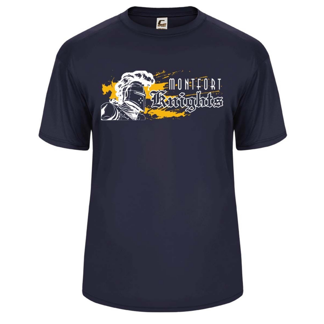 The Montfort Academy Spirit Performance Short Sleeve T-shirt w/ Iron Helm Logo 
