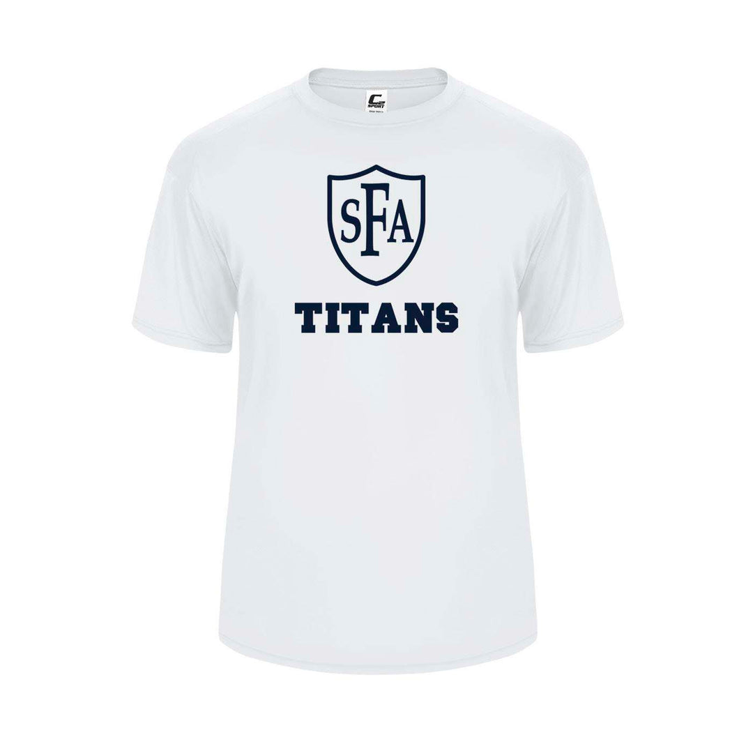 St. Francis of Assisi School Spirit Performance Short Sleeve T-shirt w/ Full Front Titans Logo 