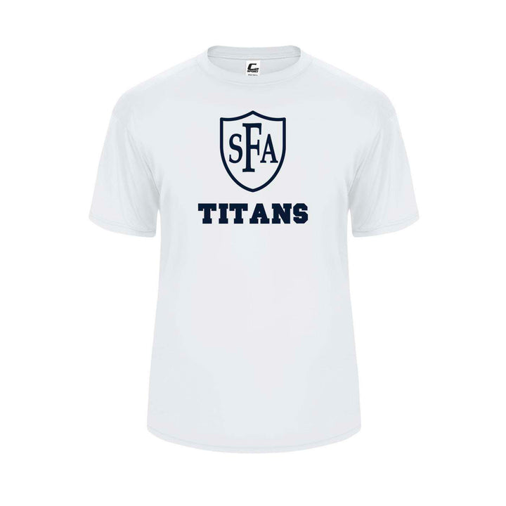 St. Francis of Assisi School Spirit Performance Short Sleeve T-shirt w/ Full Front Titans Logo 