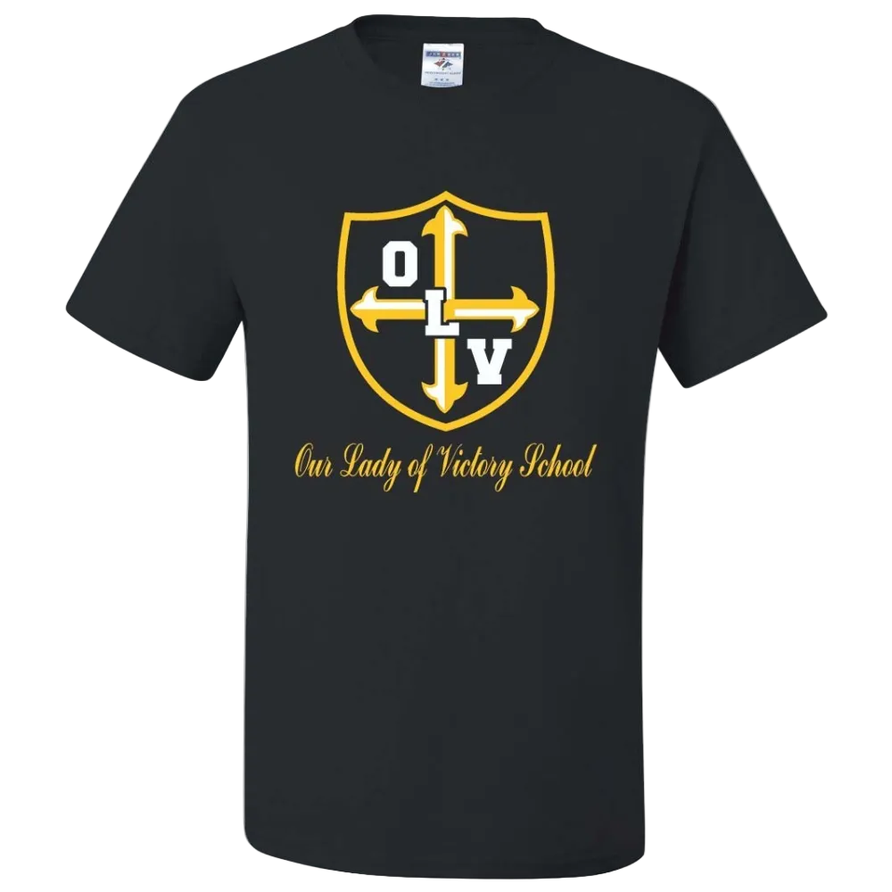 Our Lady of Victory School Spirit Short Sleeve T-Shirt w/ Gold Crest Logo 