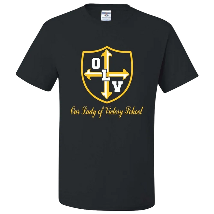 Our Lady of Victory School Spirit Short Sleeve T-Shirt w/ Gold Crest Logo 