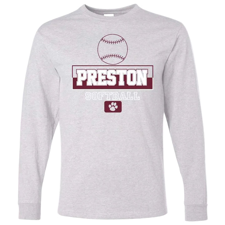 Preston High School Team Long Sleeve T-shirt w/ Softball Logo 