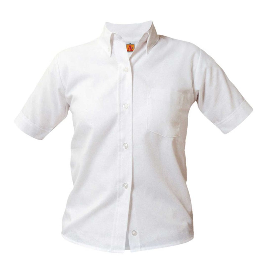 Oxford White Short Sleeve Button Down Blouse