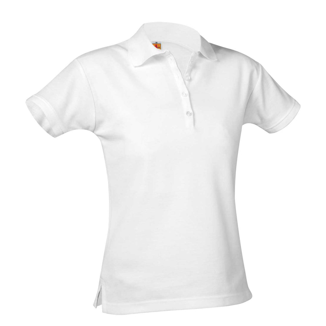 White Short Sleeve Girls Fitted Polo