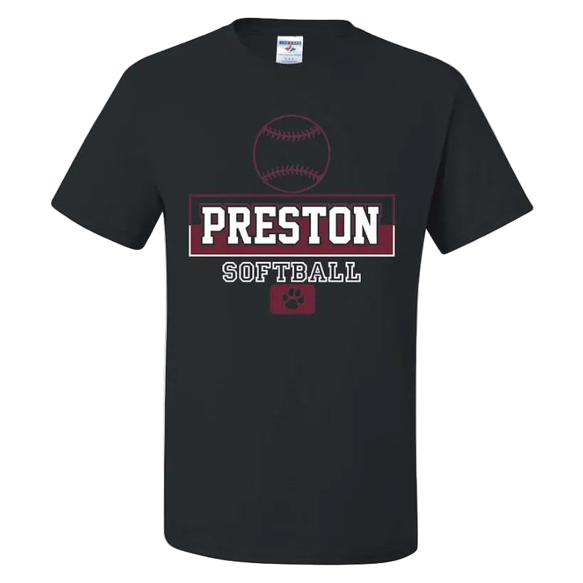 Preston High School Team Short Sleeve T-Shirt w/ Softball Logo 