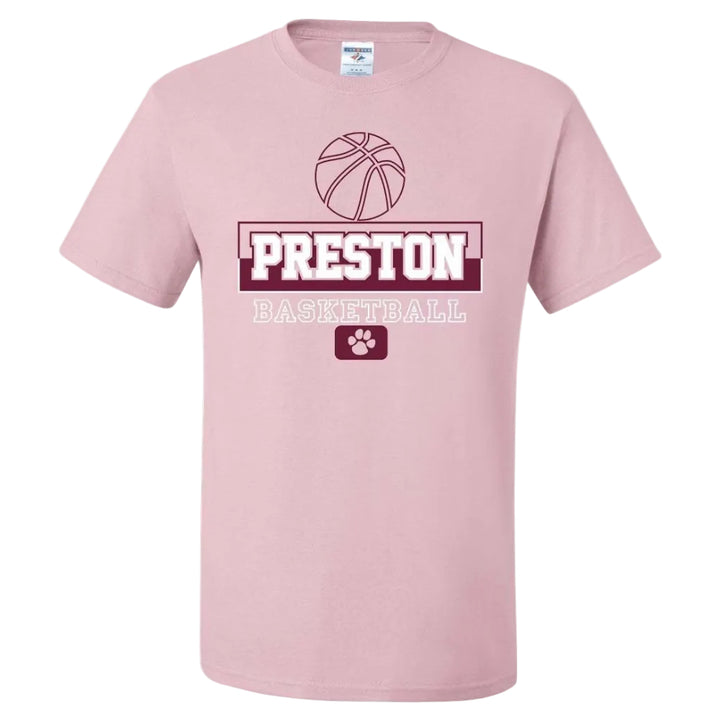 Preston High School Team Short Sleeve T-Shirt w/ Basketball Logo 