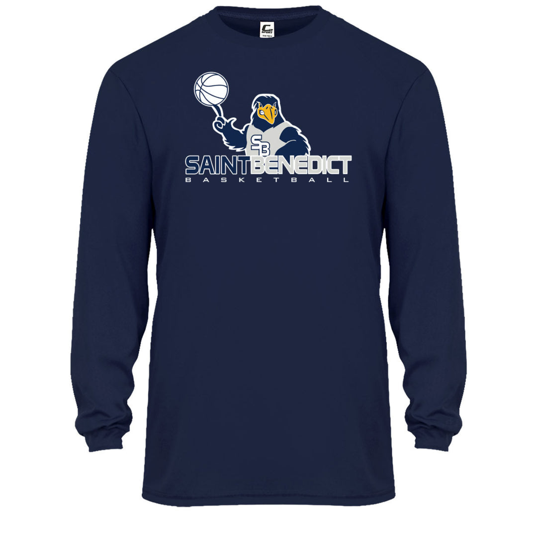 St. Benedict School Team Performance Long Sleeve T-shirt w/ Basketball Logo 