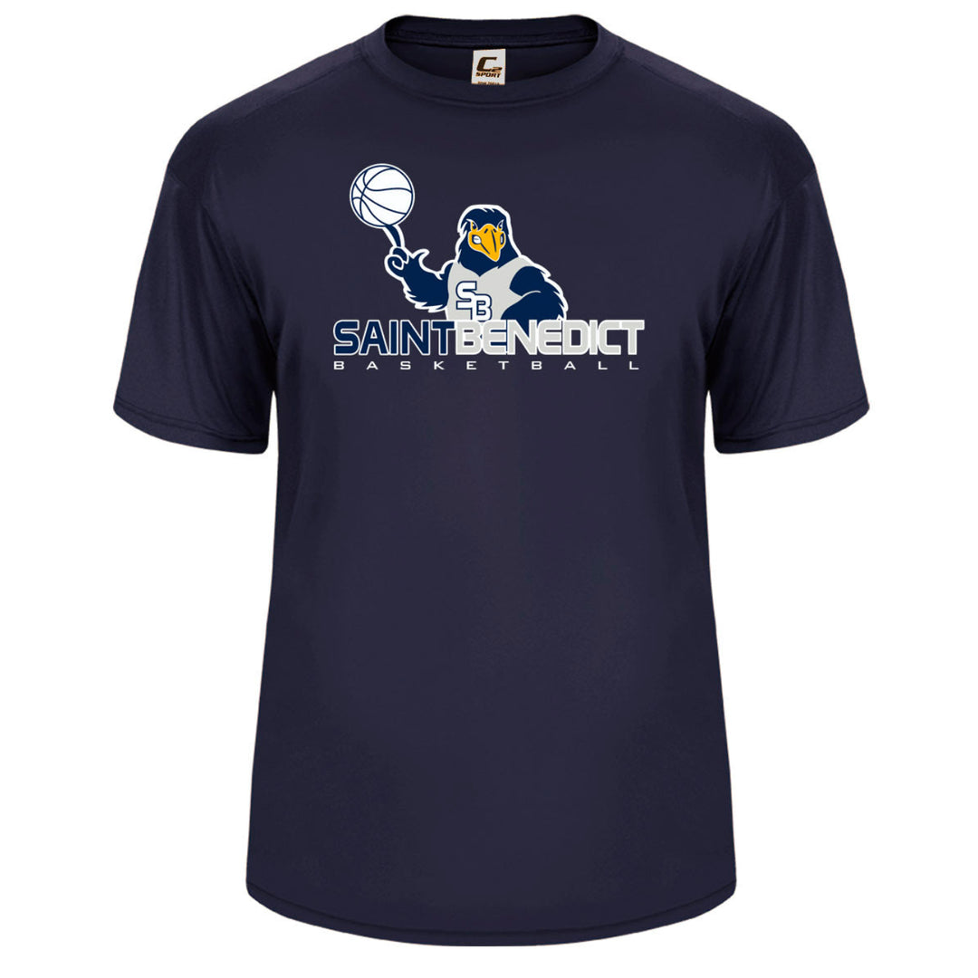 St. Benedict School Team Performance Short Sleeve T-shirt w/ Basketball Logo 