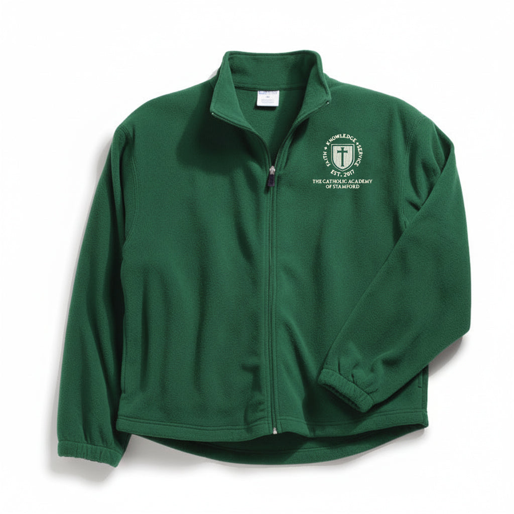 Catholic Academy of Stamford Green Full Zip Fleece w/ Logo