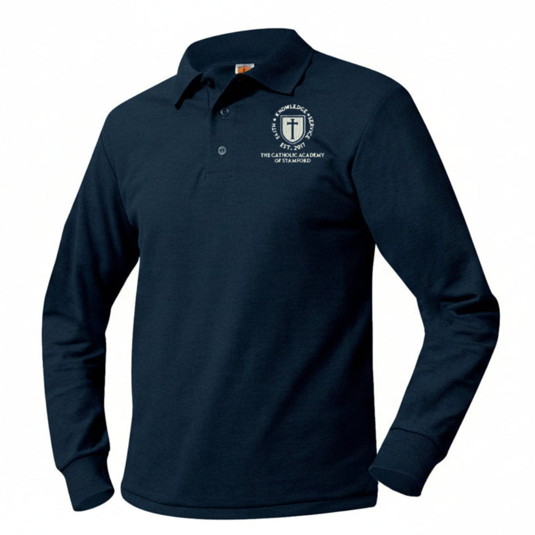 Catholic Academy of Stamford Dark Navy Long Sleeve Polo w/ Logo