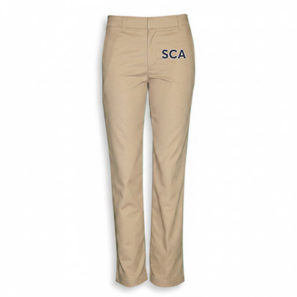 St. Catharine Academy Junior Khaki Super Soft Girls Slacks w/ Logo