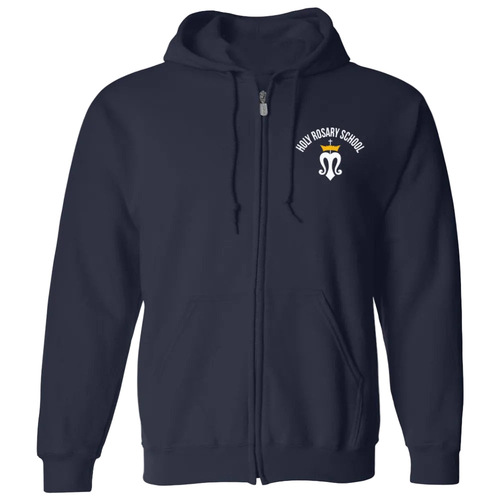 Holy Rosary School Navy Gym Zip Hoodie w/ Logo