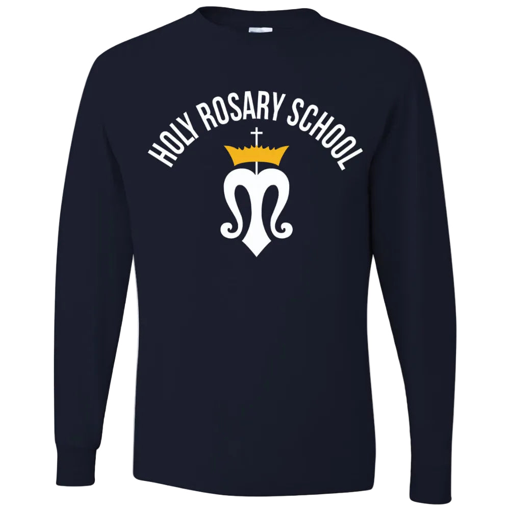 Holy Rosary School Navy Long Sleeve Gym T-Shirt w/ Logo