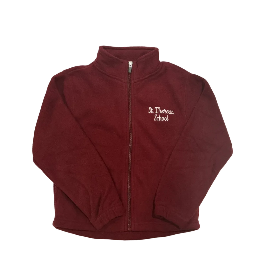 St. Theresa School Maroon Full Zip Fleece w/ Logo