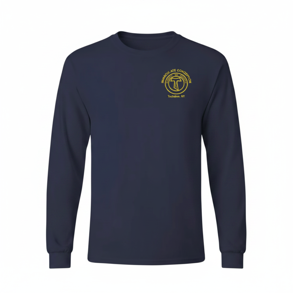 Immaculate Conception School Navy Long Sleeve Gym T-Shirt w/ Logo