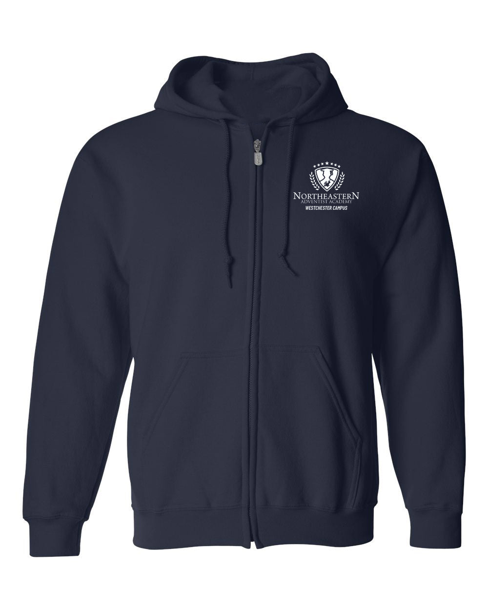 Northeastern Adventist Academy Navy Gym Zipper Hoodie w/ Logo