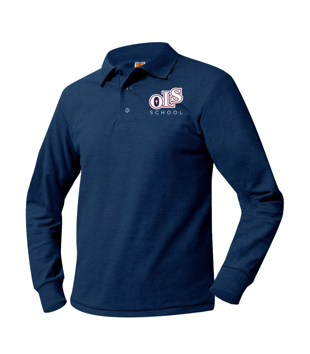 Our Lady of Sorrows School Navy Long Sleeve Polo w/ Logo
