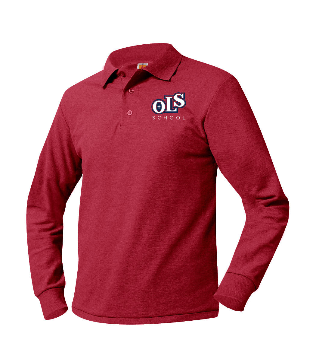Our Lady of Sorrows School Red Long Sleeve Polo w/ Logo
