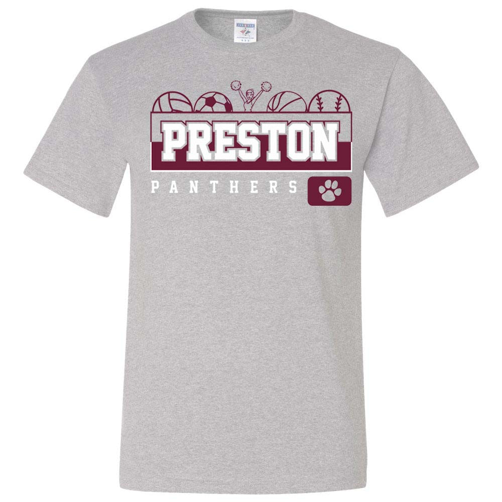 Preston High School Team Short Sleeve T-Shirt w/ Cheer Logo 