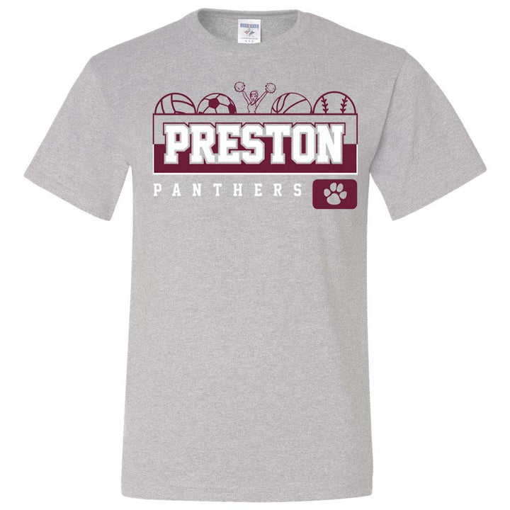 Preston High School Team Short Sleeve T-Shirt w/ Cheer Logo 