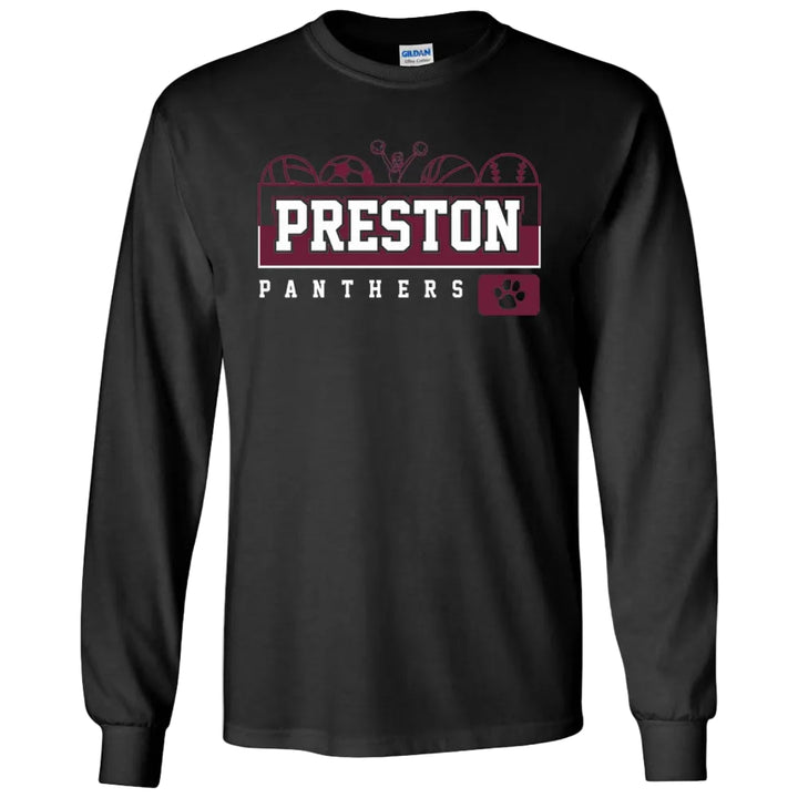 Preston High School Team Long Sleeve T-shirt w/ Cheer Logo 