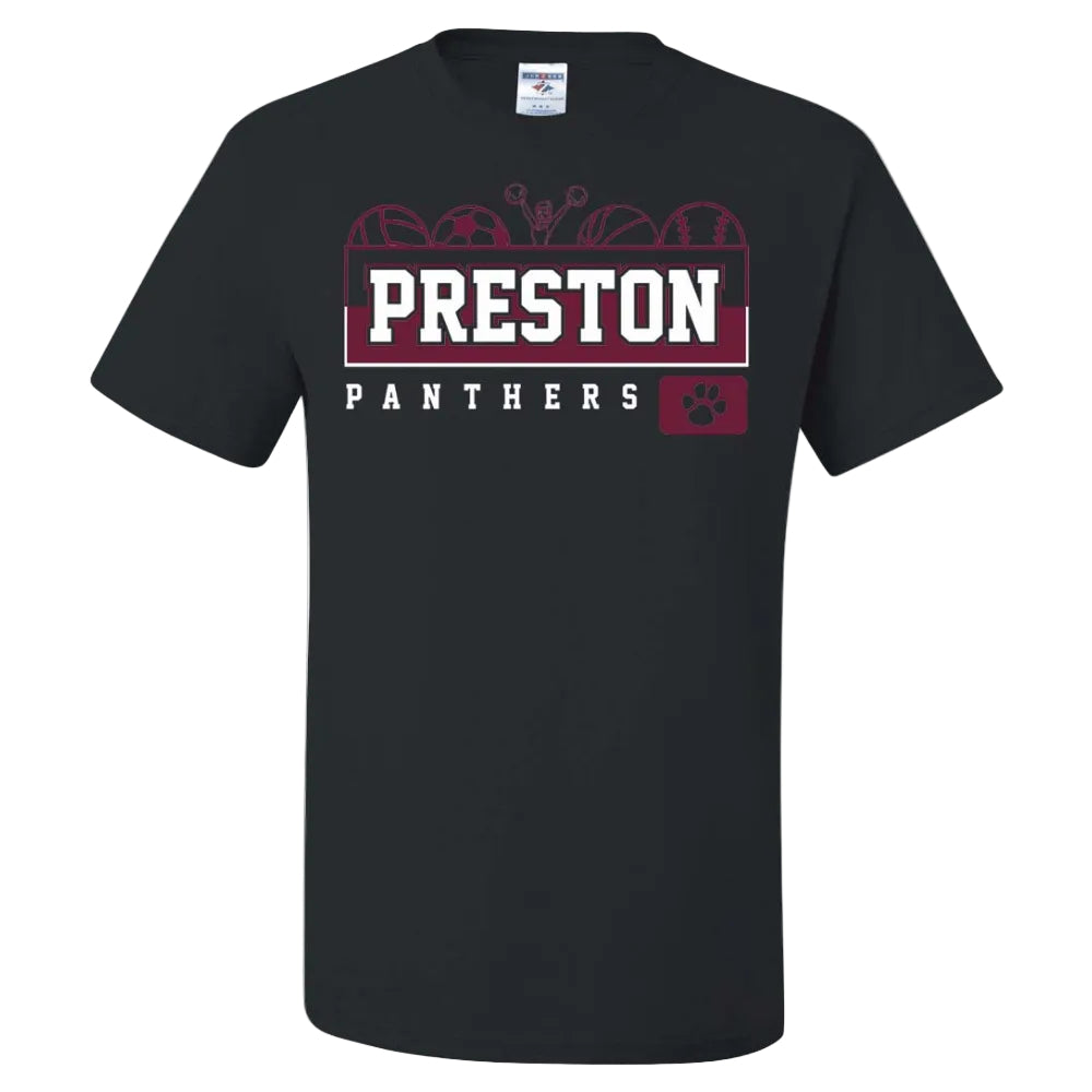 Preston High School Team Short Sleeve T-Shirt w/ Cheer Logo 