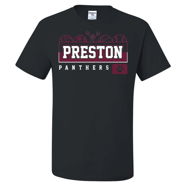 Preston High School Team Short Sleeve T-Shirt w/ Cheer Logo 