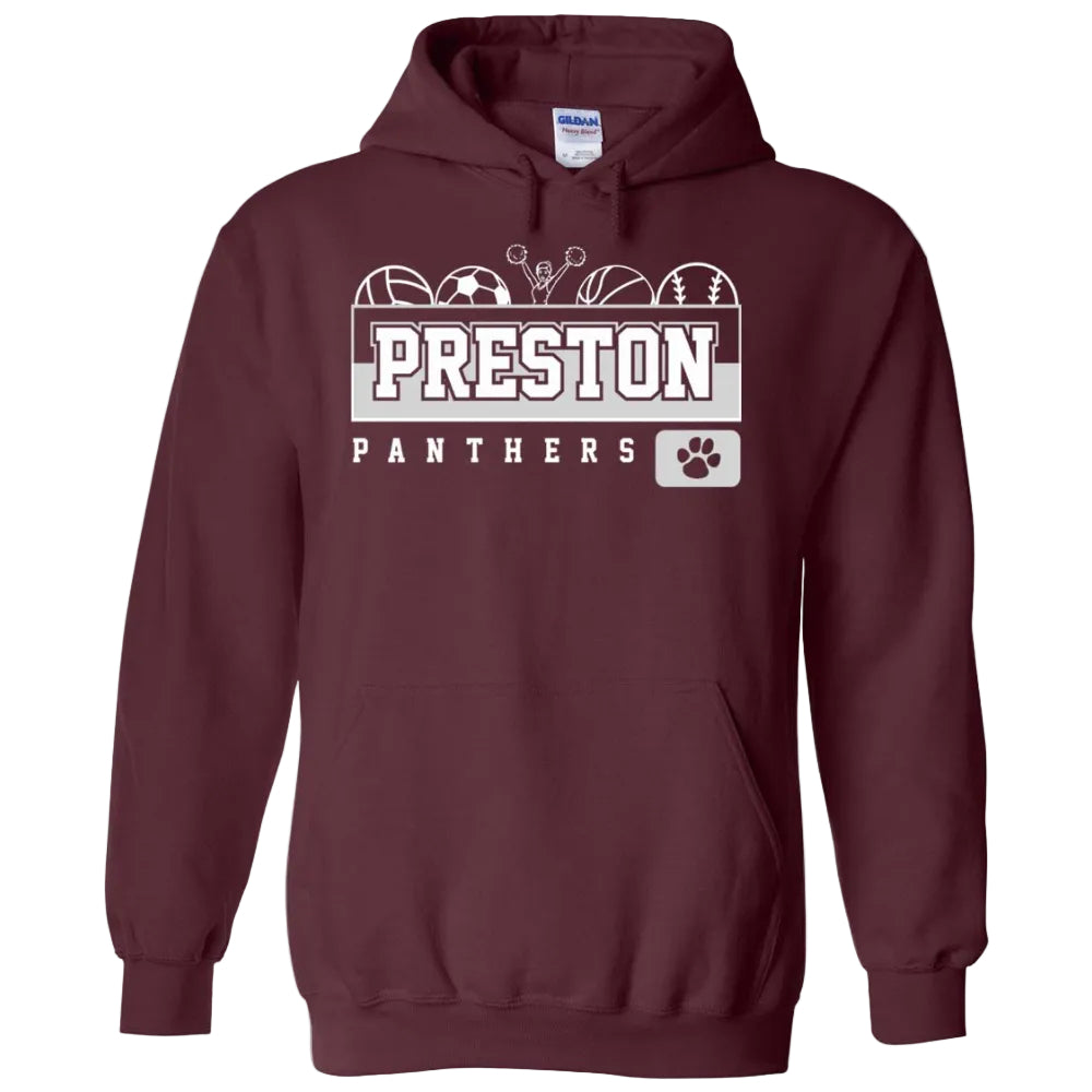 Preston High School Team Pullover Hoodie w/ Cheer Logo 