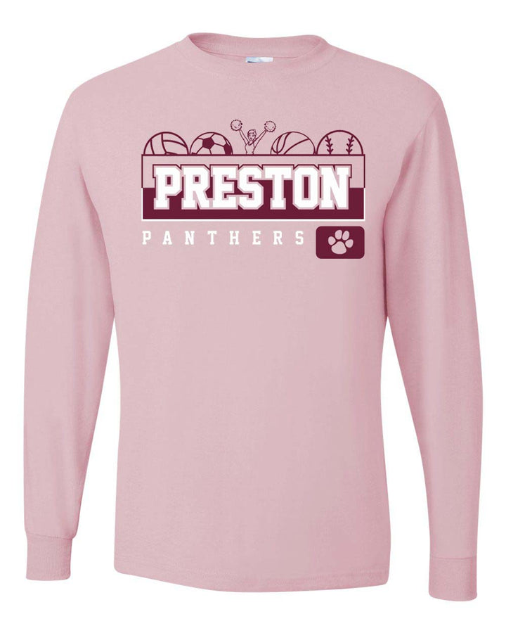 Preston High School Team Long Sleeve T-shirt w/ Cheer Logo 