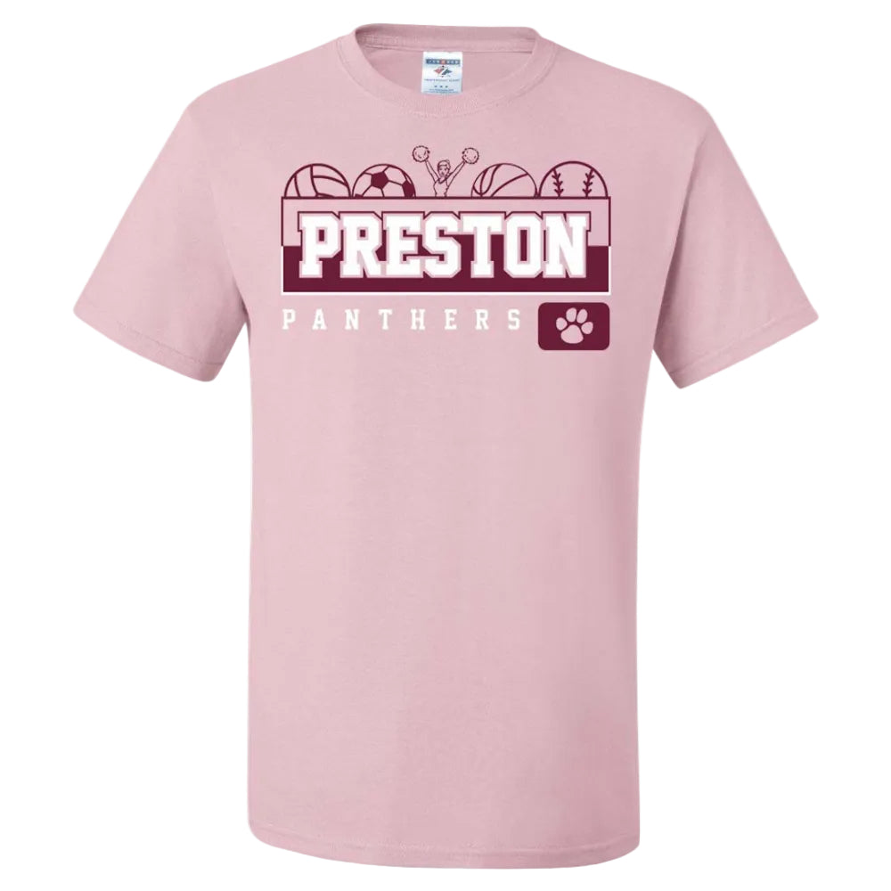 Preston High School Team Short Sleeve T-Shirt w/ Cheer Logo 