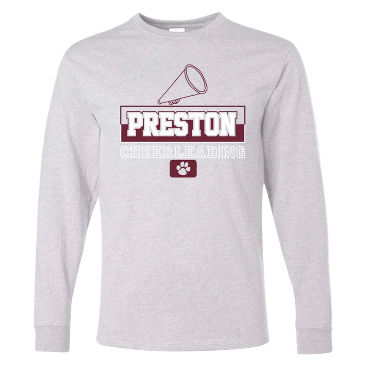 Preston High School Team Long Sleeve T-shirt w/ Cheer Logo 