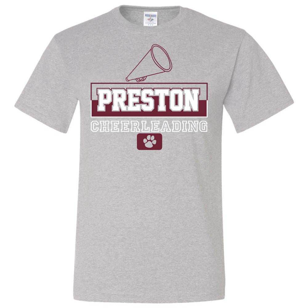 Preston High School Team Short Sleeve T-Shirt w/ Cheer Logo 