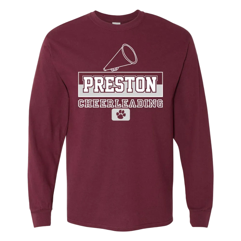 Preston High School Team Long Sleeve T-shirt w/ Cheer Logo 