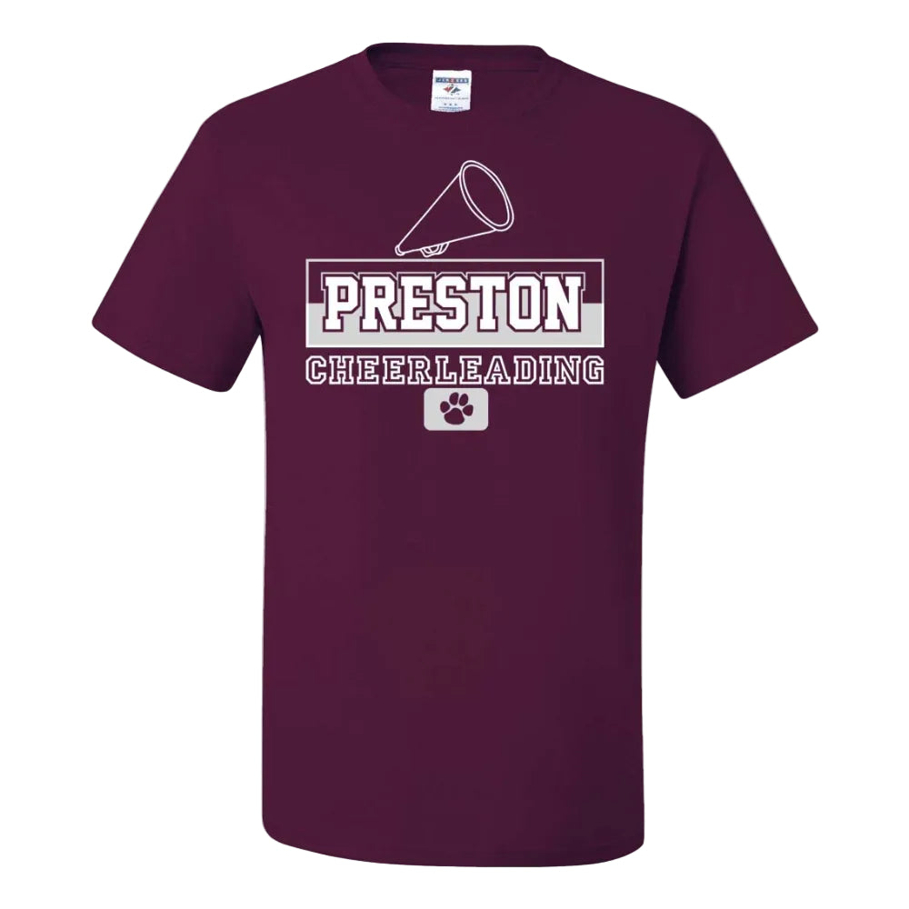 Preston High School Team Short Sleeve T-Shirt w/ Cheer Logo 