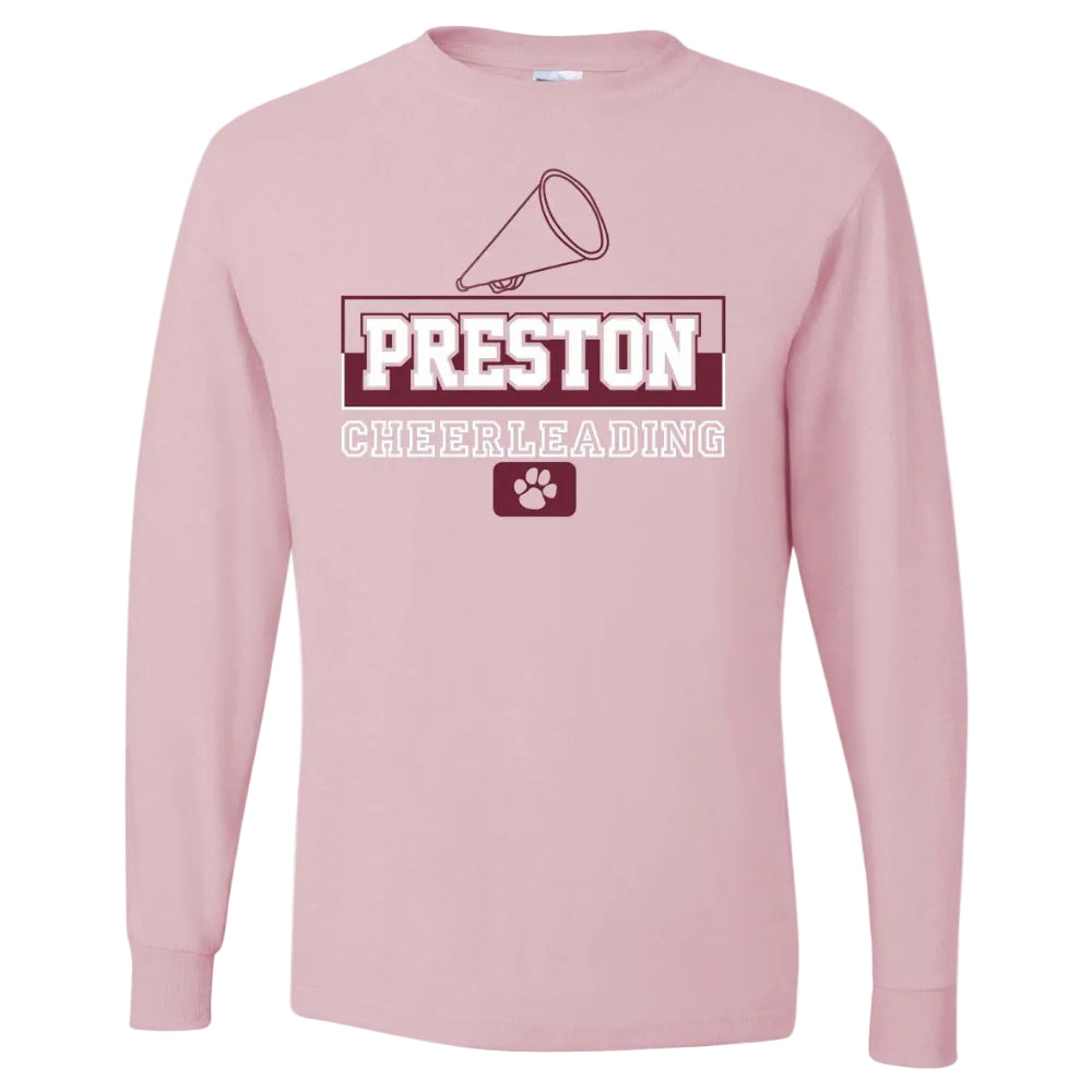 Preston High School Team Long Sleeve T-shirt w/ Cheer Logo 