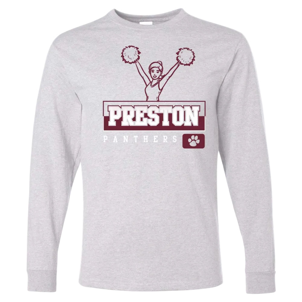 Preston High School Team Long Sleeve T-shirt w/ Cheer Logo 