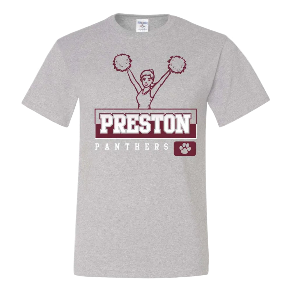 Preston High School Team Short Sleeve T-Shirt w/ Cheer Logo 