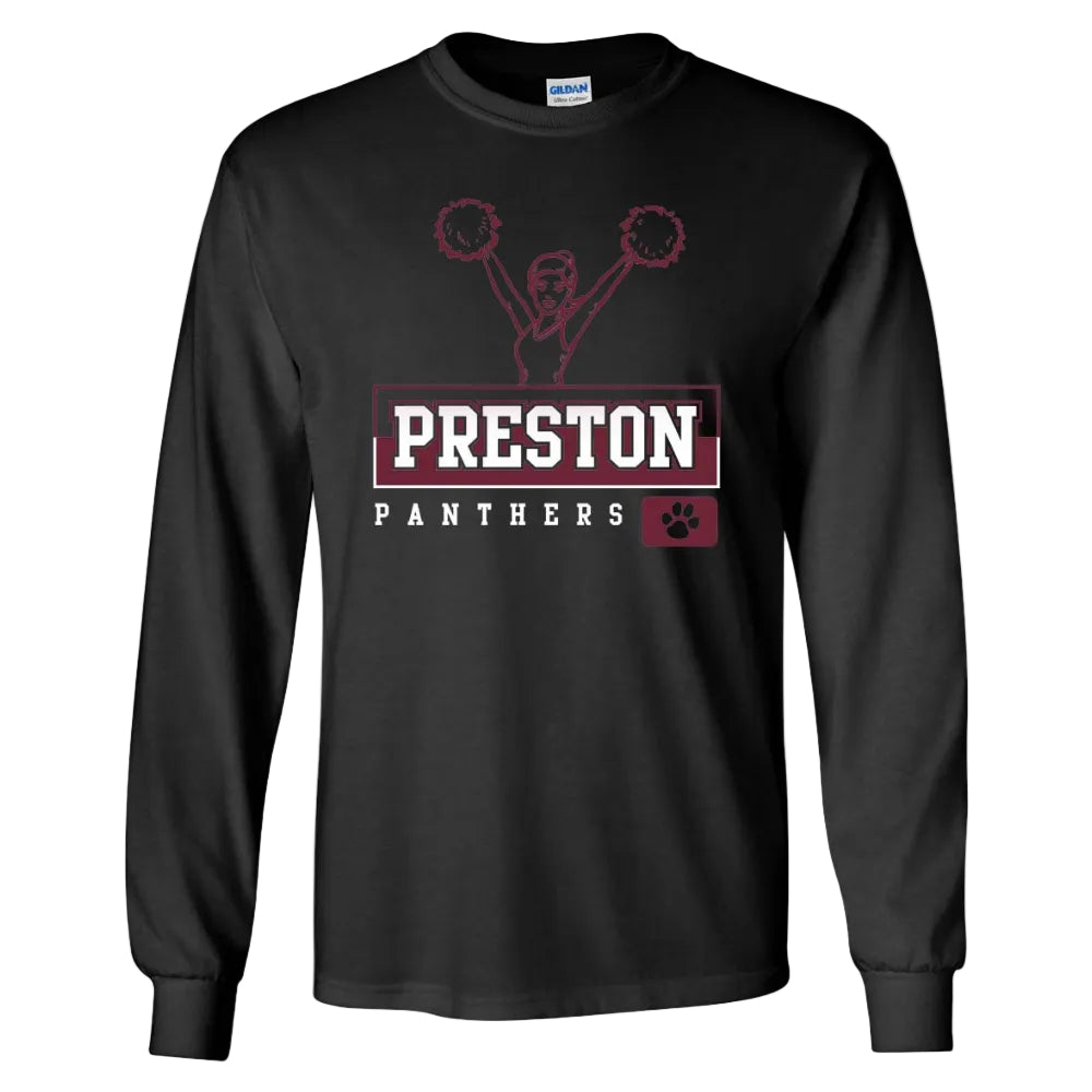 Preston High School Team Long Sleeve T-shirt w/ Cheer Logo 